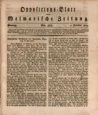 Oppositions-Blatt oder Weimarische Zeitung Montag 4. Oktober 1819