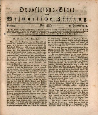 Oppositions-Blatt oder Weimarische Zeitung Freitag 8. Oktober 1819