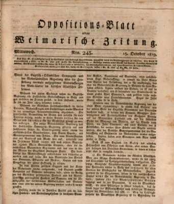 Oppositions-Blatt oder Weimarische Zeitung Mittwoch 13. Oktober 1819