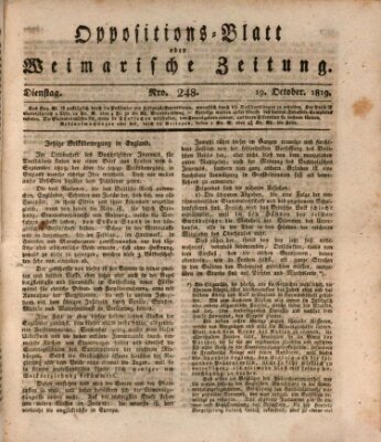 Oppositions-Blatt oder Weimarische Zeitung Dienstag 19. Oktober 1819