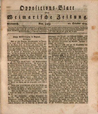 Oppositions-Blatt oder Weimarische Zeitung Mittwoch 20. Oktober 1819