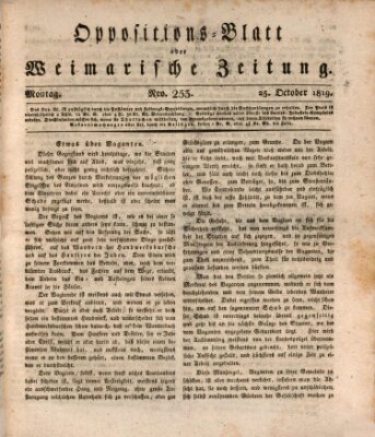 Oppositions-Blatt oder Weimarische Zeitung Montag 25. Oktober 1819