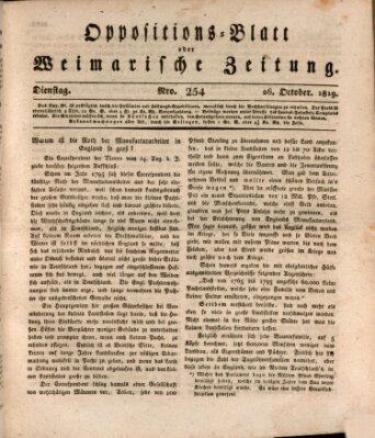 Oppositions-Blatt oder Weimarische Zeitung Dienstag 26. Oktober 1819