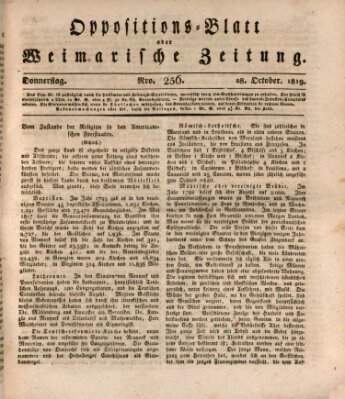 Oppositions-Blatt oder Weimarische Zeitung Donnerstag 28. Oktober 1819