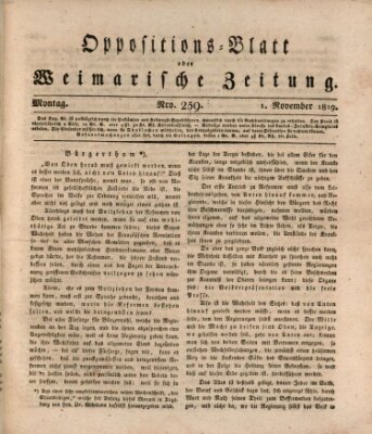 Oppositions-Blatt oder Weimarische Zeitung Montag 1. November 1819