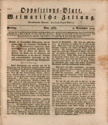 Oppositions-Blatt oder Weimarische Zeitung Freitag 5. November 1819