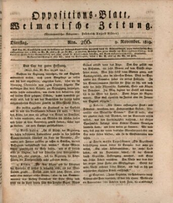 Oppositions-Blatt oder Weimarische Zeitung Dienstag 9. November 1819