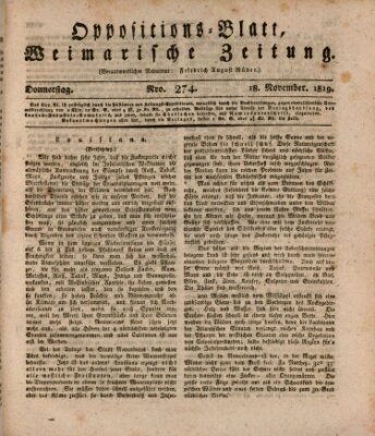 Oppositions-Blatt oder Weimarische Zeitung Donnerstag 18. November 1819