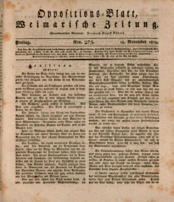 Oppositions-Blatt oder Weimarische Zeitung Freitag 19. November 1819