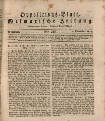 Oppositions-Blatt oder Weimarische Zeitung Mittwoch 1. Dezember 1819