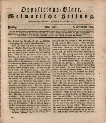 Oppositions-Blatt oder Weimarische Zeitung Freitag 3. Dezember 1819