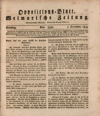 Oppositions-Blatt oder Weimarische Zeitung Dienstag 7. Dezember 1819