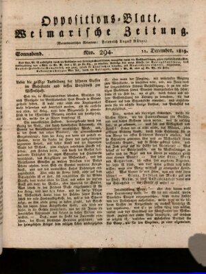 Oppositions-Blatt oder Weimarische Zeitung Samstag 11. Dezember 1819