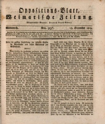 Oppositions-Blatt oder Weimarische Zeitung Mittwoch 15. Dezember 1819