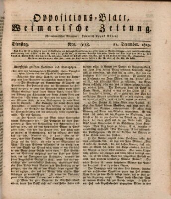 Oppositions-Blatt oder Weimarische Zeitung Dienstag 21. Dezember 1819