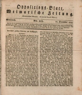 Oppositions-Blatt oder Weimarische Zeitung Mittwoch 22. Dezember 1819