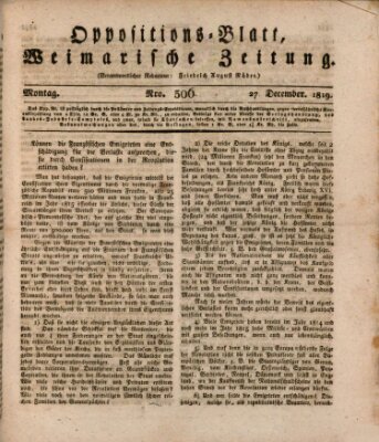 Oppositions-Blatt oder Weimarische Zeitung Montag 27. Dezember 1819