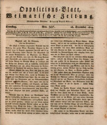 Oppositions-Blatt oder Weimarische Zeitung Dienstag 28. Dezember 1819