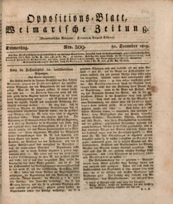 Oppositions-Blatt oder Weimarische Zeitung Donnerstag 30. Dezember 1819