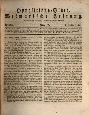 Oppositions-Blatt oder Weimarische Zeitung Montag 3. Januar 1820