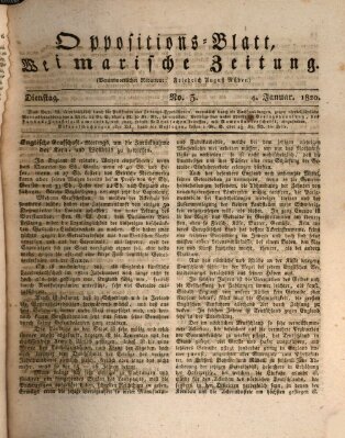 Oppositions-Blatt oder Weimarische Zeitung Dienstag 4. Januar 1820