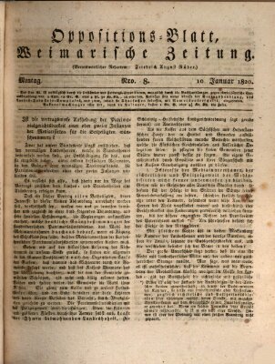 Oppositions-Blatt oder Weimarische Zeitung Montag 10. Januar 1820