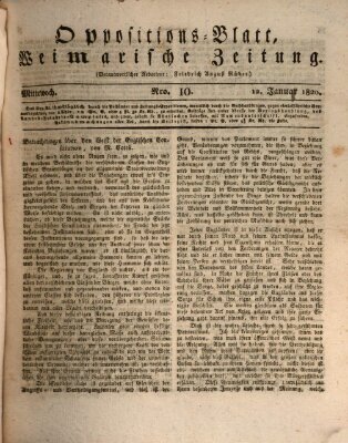 Oppositions-Blatt oder Weimarische Zeitung Mittwoch 12. Januar 1820