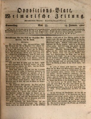 Oppositions-Blatt oder Weimarische Zeitung Donnerstag 13. Januar 1820