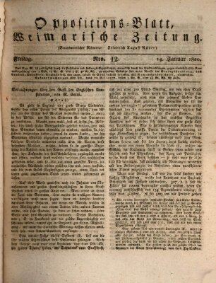 Oppositions-Blatt oder Weimarische Zeitung Freitag 14. Januar 1820