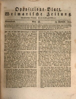 Oppositions-Blatt oder Weimarische Zeitung Samstag 15. Januar 1820