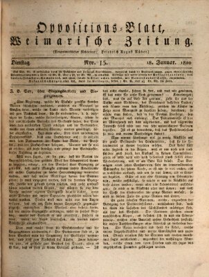 Oppositions-Blatt oder Weimarische Zeitung Dienstag 18. Januar 1820