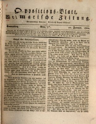 Oppositions-Blatt oder Weimarische Zeitung Donnerstag 20. Januar 1820