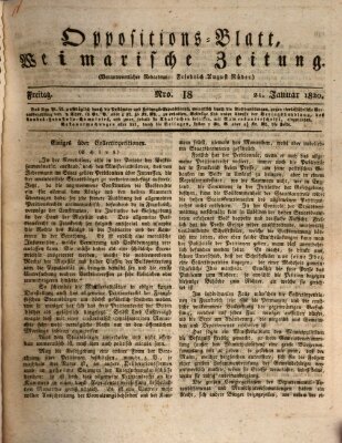 Oppositions-Blatt oder Weimarische Zeitung Freitag 21. Januar 1820