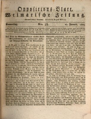 Oppositions-Blatt oder Weimarische Zeitung Donnerstag 27. Januar 1820