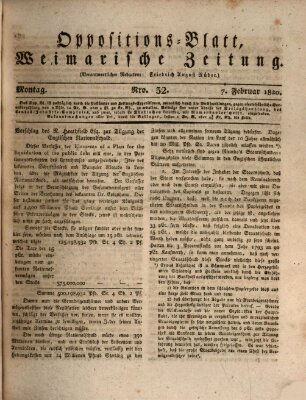 Oppositions-Blatt oder Weimarische Zeitung Montag 7. Februar 1820