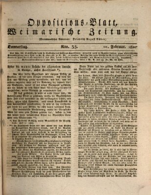 Oppositions-Blatt oder Weimarische Zeitung Donnerstag 10. Februar 1820