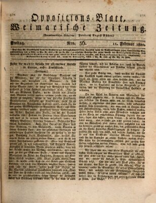 Oppositions-Blatt oder Weimarische Zeitung Freitag 11. Februar 1820