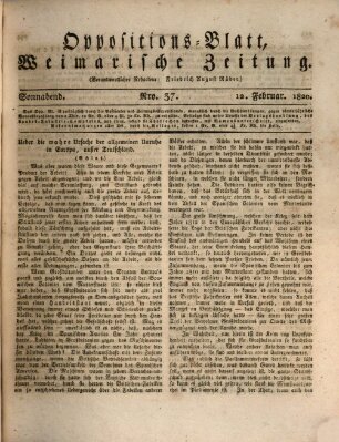 Oppositions-Blatt oder Weimarische Zeitung Samstag 12. Februar 1820