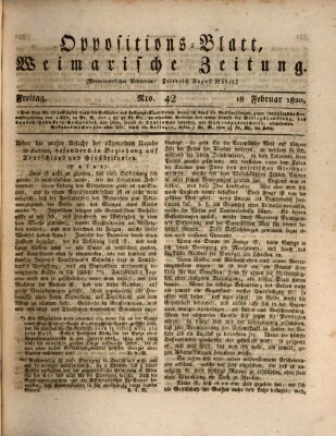 Oppositions-Blatt oder Weimarische Zeitung Freitag 18. Februar 1820