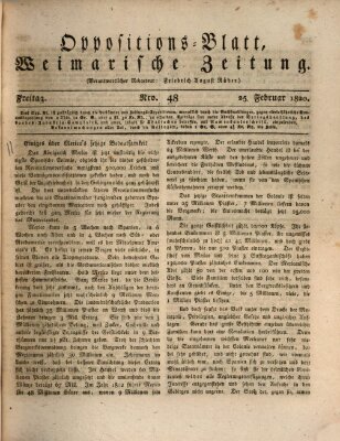 Oppositions-Blatt oder Weimarische Zeitung Freitag 25. Februar 1820