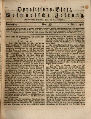 Oppositions-Blatt oder Weimarische Zeitung Donnerstag 2. März 1820