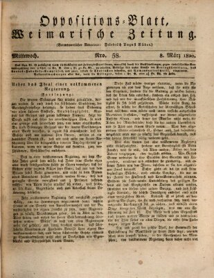 Oppositions-Blatt oder Weimarische Zeitung Mittwoch 8. März 1820