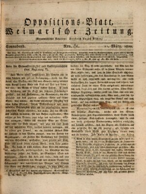 Oppositions-Blatt oder Weimarische Zeitung Samstag 11. März 1820