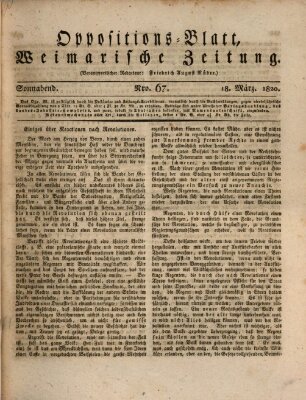 Oppositions-Blatt oder Weimarische Zeitung Samstag 18. März 1820