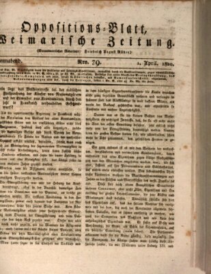 Oppositions-Blatt oder Weimarische Zeitung Samstag 1. April 1820