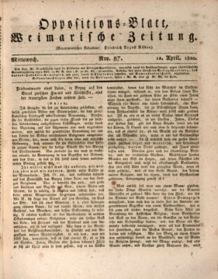 Oppositions-Blatt oder Weimarische Zeitung Mittwoch 12. April 1820