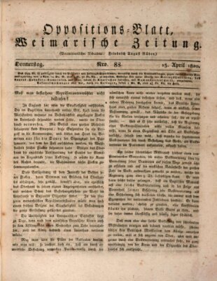 Oppositions-Blatt oder Weimarische Zeitung Donnerstag 13. April 1820