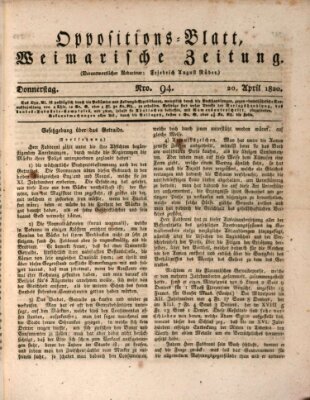 Oppositions-Blatt oder Weimarische Zeitung Donnerstag 20. April 1820