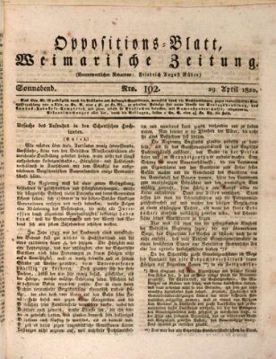 Oppositions-Blatt oder Weimarische Zeitung Samstag 29. April 1820