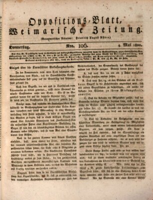 Oppositions-Blatt oder Weimarische Zeitung Donnerstag 4. Mai 1820